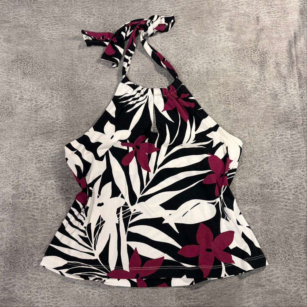 Y2k Tropical Contrast Halter Tankini
